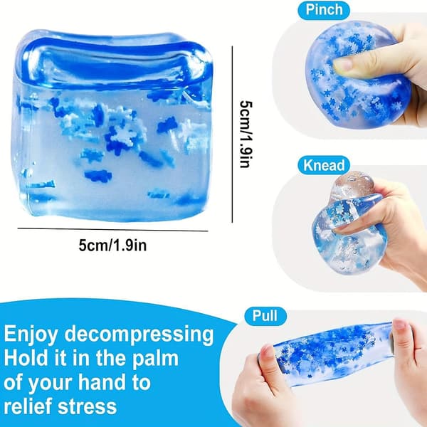 3 st Squishy Ice Cube Stressbollar Sensorisk Squishy Ice Leksak Squishy Bollar för Vuxna Ångestlindring -