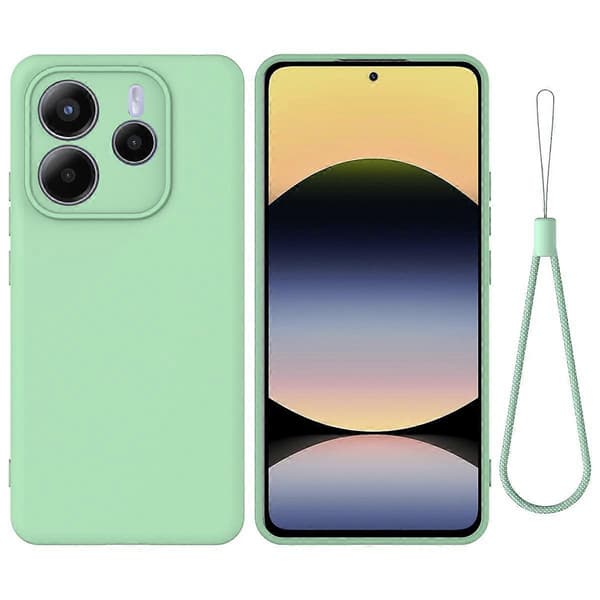 Solid Färgad Flytande Silikon Fallsäker Full Täckning Telefonfodral (Grön, För Redmi Note 14 5G Global)