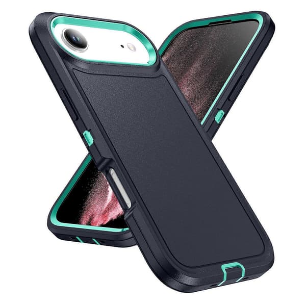 j2T For iPhone 17 Air Deksel PC + Silikon + EVA 3-i-1 Støtsikkert W1B Telefondeksel - Mørkeblå + Lys