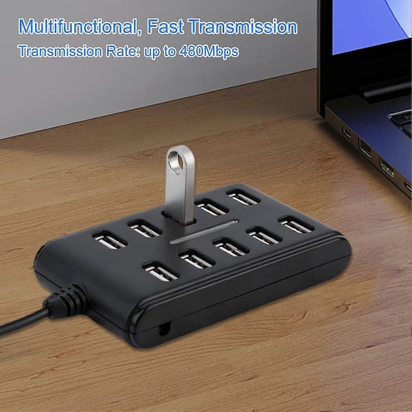 Expansion Dock High-Speed Transfer Multifunctional 10-in-1 USB2.0 Portable Splitter Cable Hub with Switch Computer Accessories