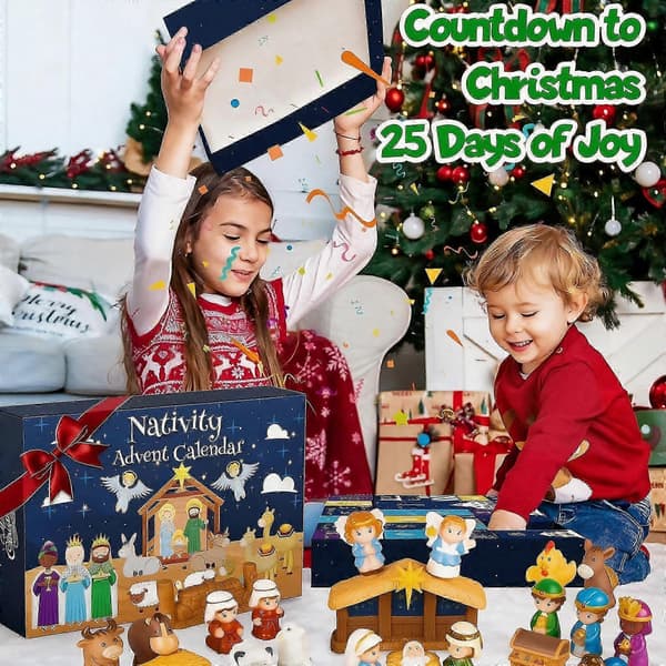 Julekrybbe-adventskalender 2026, adventskalender med julekrybbe for barn, julegave