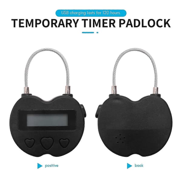 Smart tidslås LCD-display tidslås USB uppladdningsbart tillfälligt timerhänglås Resa elektronisk tim