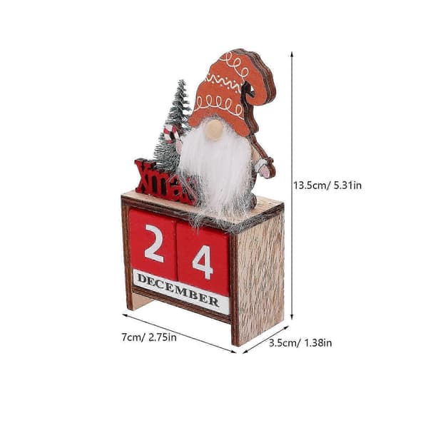 Jule-bordkalender | Træ | 13,50X7,00X3,50 CM | Til børn og voksne | 1 sæt