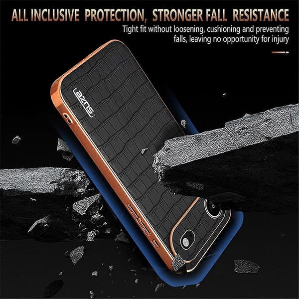 AZNS-kompatibel för iPhone 17 Air Case Galvanisering Krokodil Textur PU + TPU Telefonskydd
