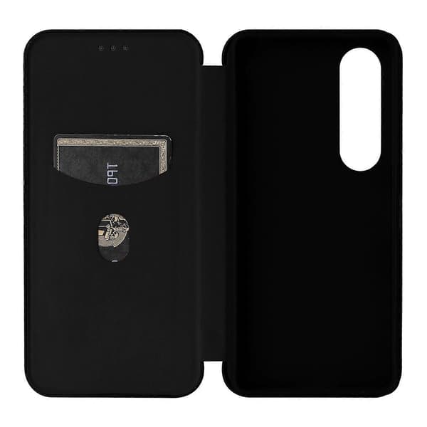 【Ny】 För Sony Xperia 1 VI 2024 Kolfibertextur Flip Läder Telefonfodral