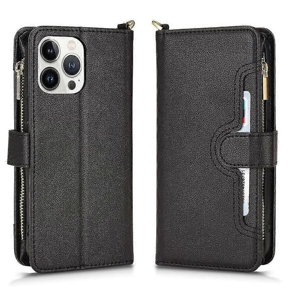 Kompatibel med iPhone 13 Pro Flipfodral PU-läder Magnetiska kortplatser Rem Handväska