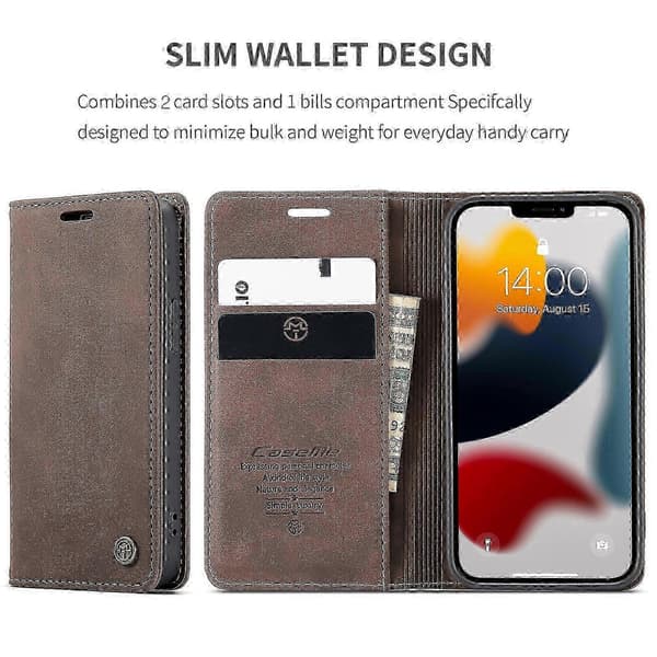 2026 CaseMe-013 Skinnveske til iPhone 13