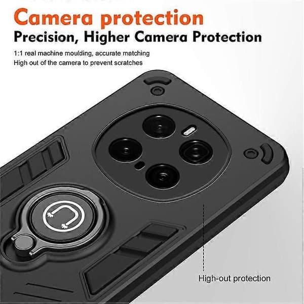 För Honor Magic7 Pro 5G Skal Slide Camshield Ställ PC + TPU Mobilskal (Svart)