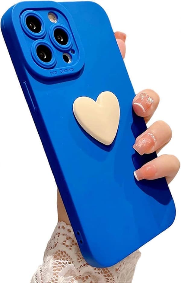 Kompatibel med iPhone 13 Pro Max Sød 3D Kærlighedshjerte Cover Kamerabeskyttelse Stødsikkert Blødt Bumper Telefoncover til Kvinder Piger til iPhone 13 Pro Max 6.
