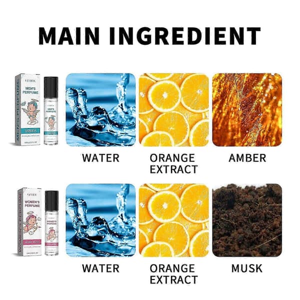 Cupid Parfyme for Menn, Langvarig Frisk Appelsin- og Ravduft, 10ml