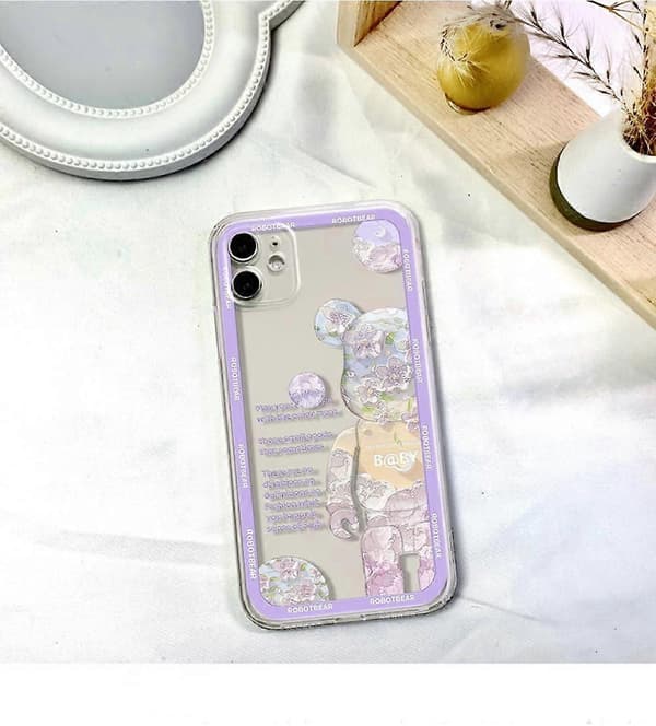 Violent Bear 3D blødt TPU telefoncover til iPhone 13 Pro Max (lilla)