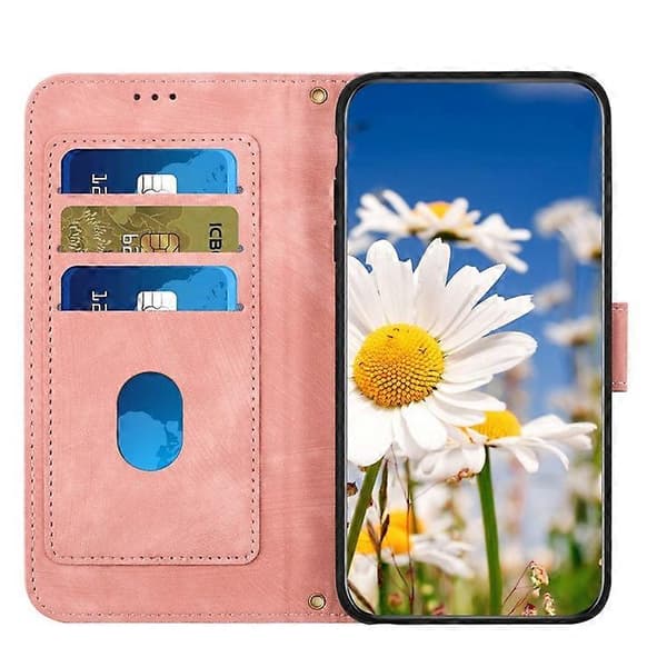Kompatibel til iPhone 17 Air Case PU Læder Blomstret Telefoncover Med Kortpladser