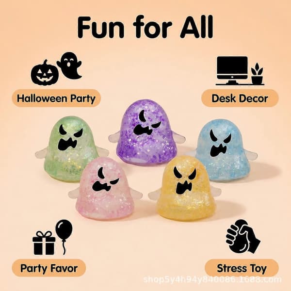 5 stk. tilfredsstillende klemme Halloween spøgelse squishy legetøj