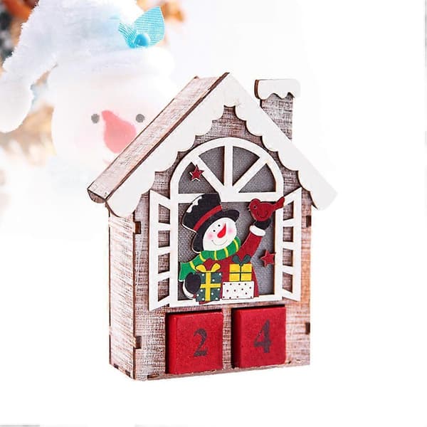 Skrivebordskalender i tre, husformet julekalender for tidsregning, 3 stk.
