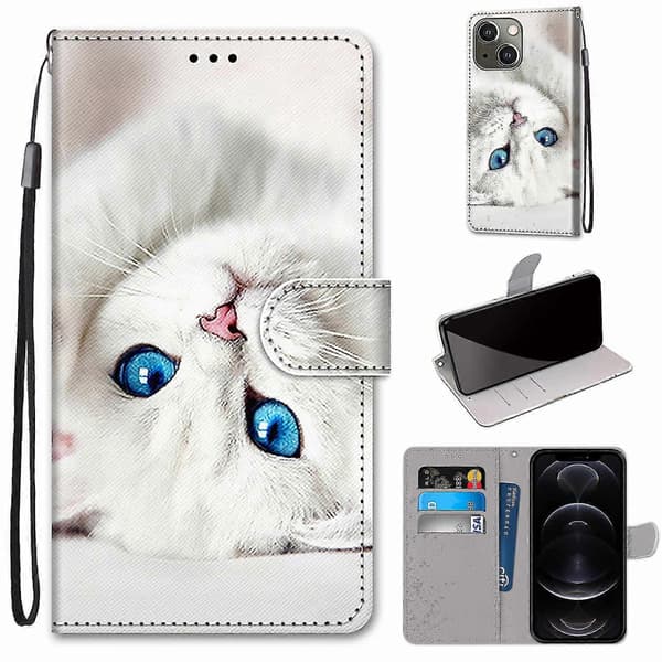 Etui til iPhone 13 Hvit Katt Mobildeksel