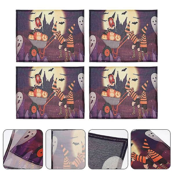4 stk Halloween-dekkebrikker til Halloween-dekor