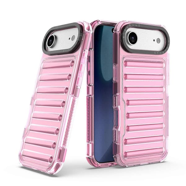 Til iPhone 17 Air-deksel med stripedesign, sklisikkert avtakbart TPU+PC-telefondeksel - Lys rosa
