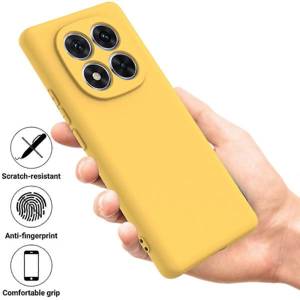 Solid Färgad Flytande Silikon Fallsäkert Fulltäckande Mobilskal (Gul, För Redmi Note 14 Pro+ 5G)