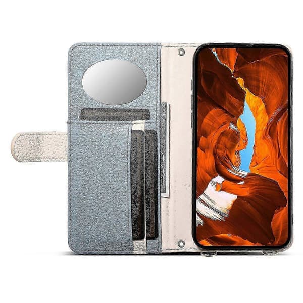 2025 ESEBLE Litchi tekstur læder telefoncover med spejl til iPhone 16 Pro Max E11 lynlåslomme cover