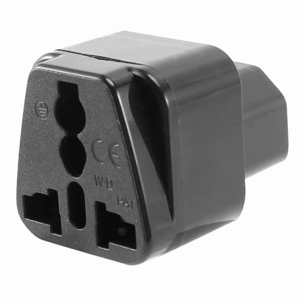 IEC 320 C14 til universell kvinnelig AC-strømadapterplugg, svart