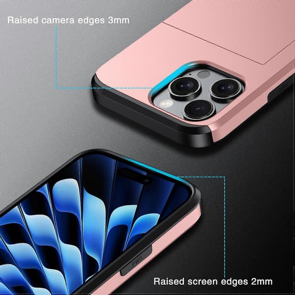 iPhone 16 Pro -kotelo piilotetulla korttipaikalla, TPU + PC -puhelinkuori - armeijanvihreä