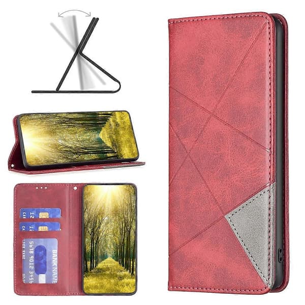 För Infinix Note 11 Pro Rombmönstrad Magnetiskt Läder Telefonfodral (Röd)