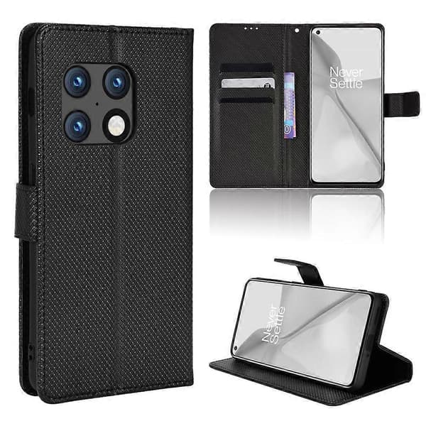 Til OnePlus 10 Pro 5G Diamanttekstur Læder Telefoncover (Sort)