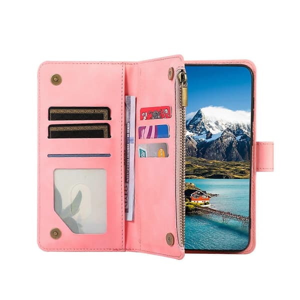 Til iPhone 17 Air Etui 9 Kortpladser Rhombus Design Læder Telefoncover med Håndledsrem