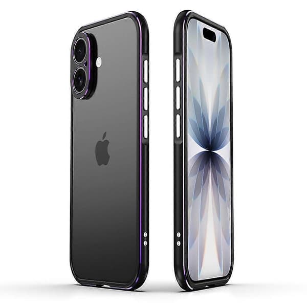 Til iPhone 17 Bumper Cover Telefonramme uden bagside med linsebeskyttelse - Sort Lilla