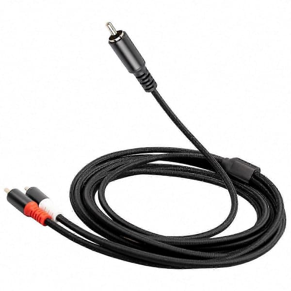 2x RCA hann til 2 RCA hann Y-splitter lydkabel for stereoanlegg
