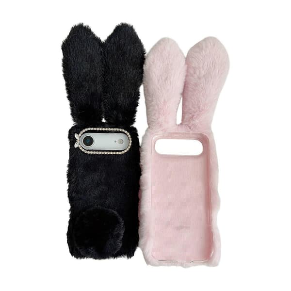 Til iPhone 17 Air-deksel, plysj, søt kanin, vinter, fluffy TPU-telefondeksel