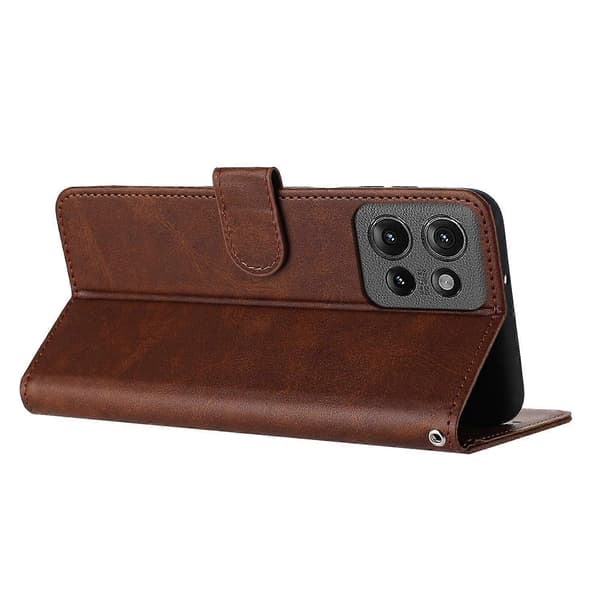 Solid kalvetekstur flip-skinntelefonveske (for Motorola Edge 50)
