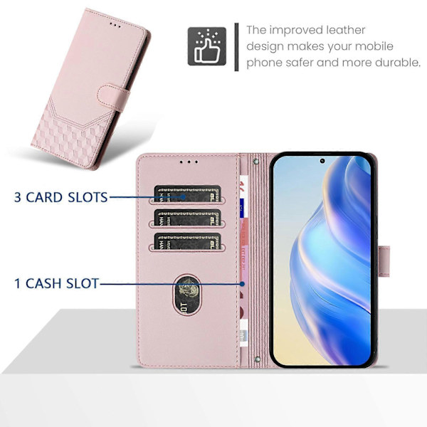 Honeycomb Prägling RFID Läder Telefonfodral För Doogee Note 59 / Note 59 Pro