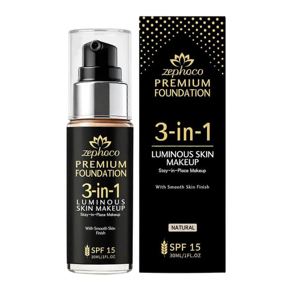 3-i-1 långvarig foundation, naturlig lätt basmakeup (30 ml)
