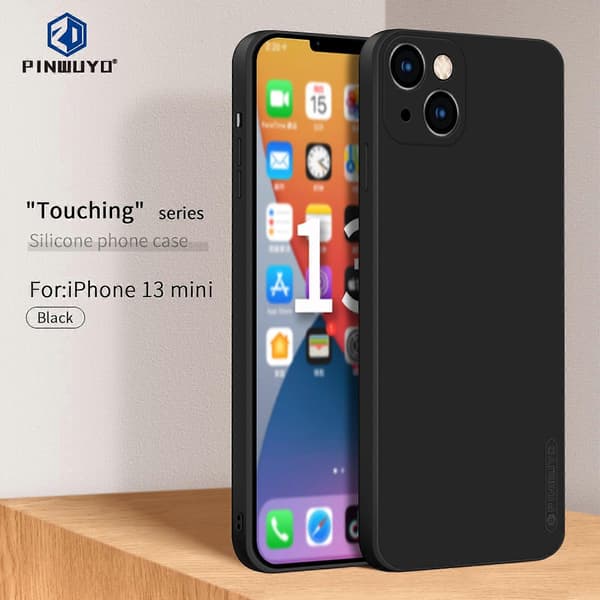 For iPhone 13 mini PINWUYO Touching Series Flytende Silikon TPU Støtsikkert Deksel