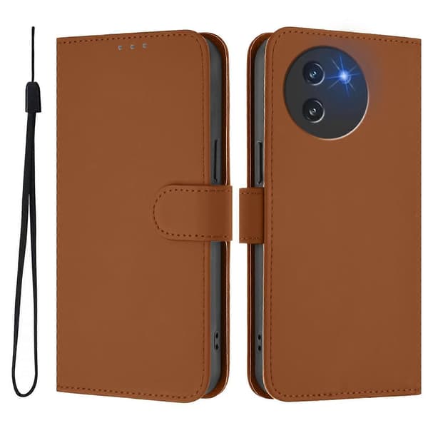 Hudkänsla Enfärgat Läder Telefonfodral med Snodd (För Doogee Note 59 / Note 59 Pro)
