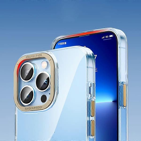 iPhone 13 Pro -metallinäppäinkristallinläpinäkyvä PC-puhelinkotelo