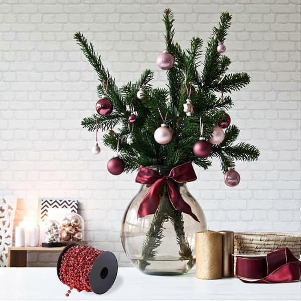 Juletreperlegirlander - 10m - Rød - Juleperlegirlander - Julepynt - Til juledekorasjoner - DIY