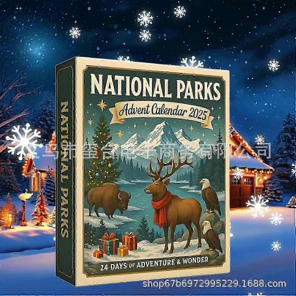 Julekalender 2025 Nedtælling til jul Akryl Nationalpark-tema Klassisk stil