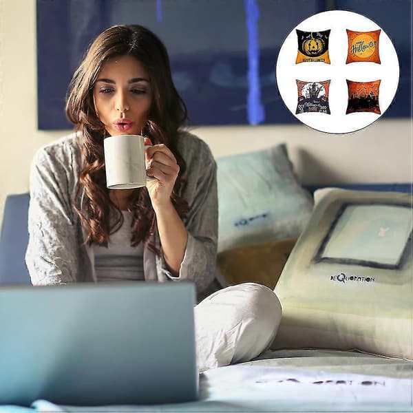 4 stk putetrekk sofa Halloween putetrekk sofapute Halloween sofadekorasjoner