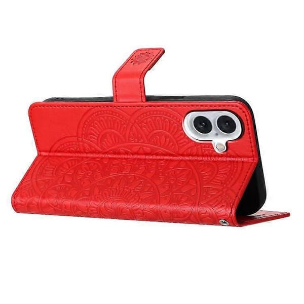 iPhone 17 Blompräglat Läderfodral