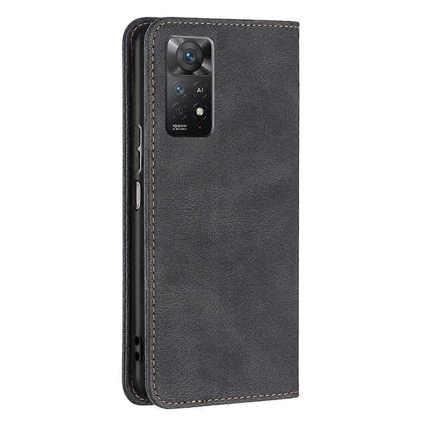 Til Xiaomi Redmi Note 11 Pro International Version Magnetisk RFID-blokerende tyverisikret lædertelefoncover (sort)
