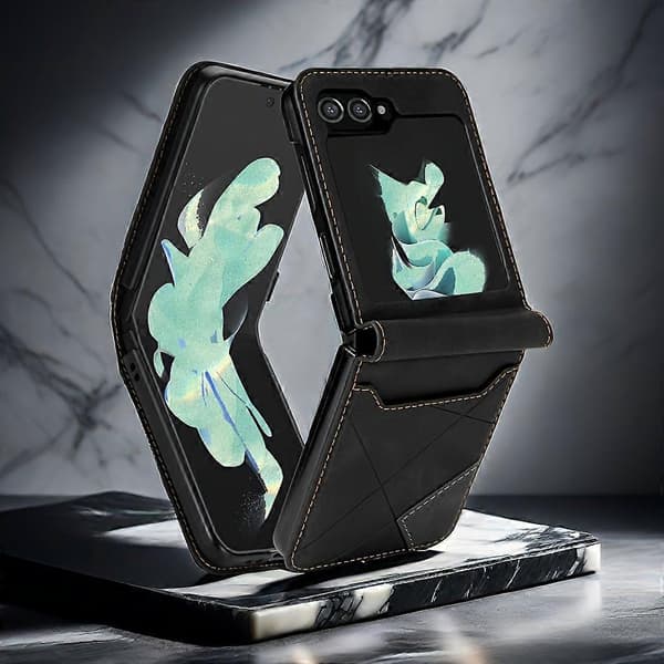 Lommebokdeksel kompatibelt med Z Flip 6 5 4 3, telefondeksel med kortholder og skjøtedesign