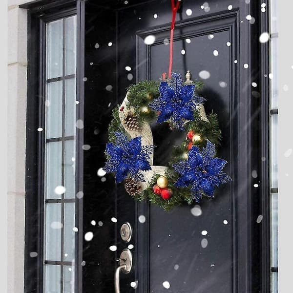 12 stk. kunstige juleblomster, juleblomst, juletreblomst, juletredekorasjon