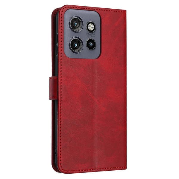 Solid Kalvtextur Flip Läder Telefonfodral (För Motorola Edge 50 Neo)