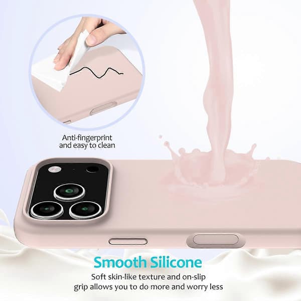 Til iPhone 17 Pro Max-deksel Fallsikkert Flytende Silikon Mykt Fôr Bakdeksel - Rosa (Rosa)