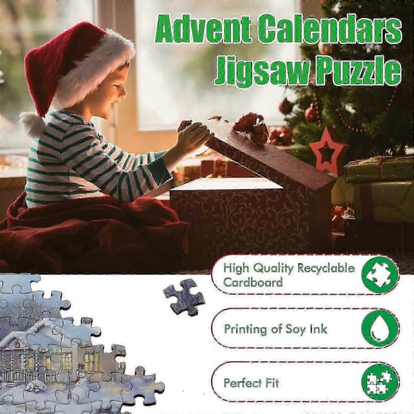 Jule-adventskalender puslespil 24-dages overraskelses-gaveæske