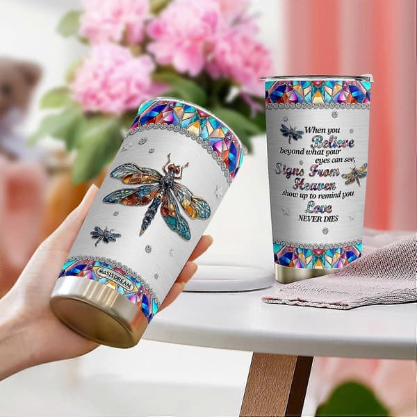Present till trollsländälskare, rostfritt stål, termosmugg, 590 ml
