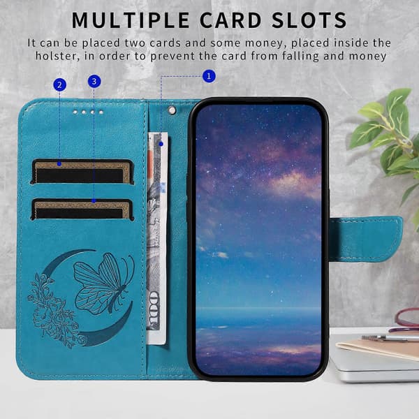 Compatible For iPhone 17 Air Case Butterfly Pattern PU Leather Folio Flip Phone Cover