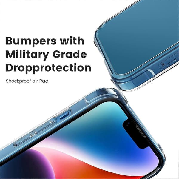 til iPhone 14 Deksel til iPhone 13 Deksel Klart Gjennomsiktig Støtsikkert Bumperdeksel til iPhone 13/14 Telefondeksel